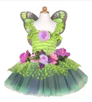 Green Fairy Blooms Deluxe Dress With Wings - Size 3-4