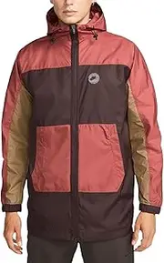 [Nike] SPU Woven Jacket Men's Hooded Windreaker (US, Alpha, Large, Regular, Regular, Brown Basalt/Dark Driftwood), Brown Basalt/Dark Driftwood, Large