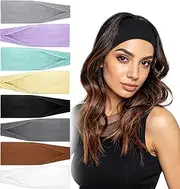 [CIATBYYJ] 8Pcs Women Non Slip Headbands Elastic Wider Headbands Soft Thicker Sweat Headband for Fashion Workout Yoga Sports Exercise Running Travel Everyday Wear (8 Colors)