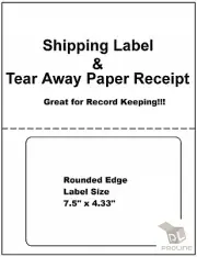 200 Adhesive Labels w/ Tear off Paper Receipt. Shipping Labels / Ebay and Paypal