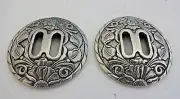 Pair Jeremiah Watt White Bronze Slotted Rope Conchos 1 3/4" Saddle Strings Horse