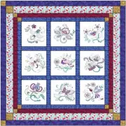 Quilt Kit Jacobean Floral Garden/Pre Cut Ready To Sew/Finished Embroid