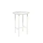 Rayell Marble Side Table Marble/White Metal Legs 40x50cm Faded Print Cross Blue