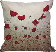 HGOD DESIGNS Cushion Cover Beautiful Red Poppy Flower,Throw Pillow Case Home Decorative for Men/Women Living Room Bedroom Sofa Chair 18X18 Inch Pillowcase 45X45cm