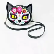 Betsey Johnson Purse Crossbody Candy Kitsch Cat Sugar Skull Halloween Black NWT