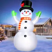 10 FT Christmas Inflatables Snowman with Magic Hat, Giant Blow Up Snow Man Bu...
