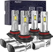 Tequison 9005/HB3 9006/HB4 Bulbs Combo, 50000LM Ultra Brighter 6500K Cool White 9005 9006 Light Bulb with Cooling Fan, Plug and Play, Fog Lights, Pack of 4