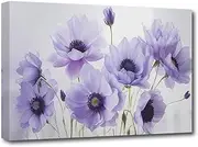[CXHOSTENT] Purple Flower Canvas Wall Art Floral Pictures Wall Decor Flowers Painting Print Artwork Bedroom Bathroom Decor Frame (Flower - 3, 12.00" x 18.00")