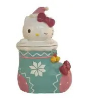Hello Kitty Blue Sky Christmas Ceramic Pastel Stocking Cookie Jar (NEW IN BOX)