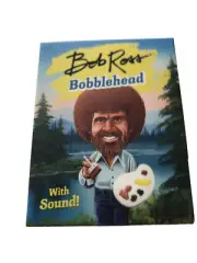 3.5" Bob Ross Bobblehead w/ 30 Paintings Flipbook & Sound 10 Wise Witty Sayings