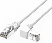 JUXINICE Cat6 Ethernet Cable Right Angle White 6FT, 90 Degree CAT 6 Ethernet Patch Cable RJ45 LAN Cable Gigabit Network Cable for PC, Router, Modem, Xbox, PS4, PS3 (Downward Angle 6feet)