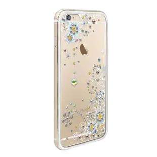 apbs iPhone6s/6 Plus 5.5吋施華彩鑽鋁合金屬框手機殼-金色雪絨花