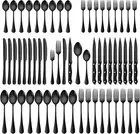 60 Pieces Black Silverware Sets Service for 10, Premium Stainless Steel