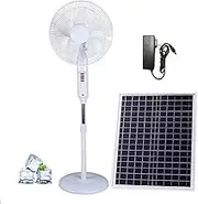 16" Solar Powered Fan For Outdoor, Battery Powered Portable Camping Fan With Solar Panel & AC Adapter Charging, Rechargeable Cordless Floor Fans(B)