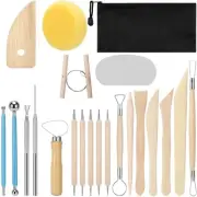 Polymer Clay Tools, with Wooden Handle Pottery Tool Bag, Clay Tools 21 PCS S8I4