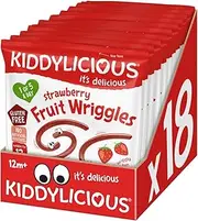 Kiddylicious Strawberry Wriggles, 12g (Pack of 18)