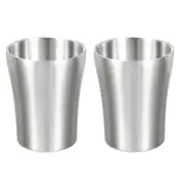 2 Pcs 304 Stainless Steel Cup, 9.46oz/280ml Double Wall Water Glasses Silver