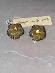 Vintage AKR Amy Kahn Russell Sterling Silver Clip Earrings Carved Jade Peridot