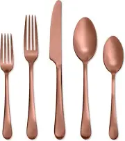 Hampton Forge Skandia Mirabella Satin Flatware Set, 20 Piece, Copper