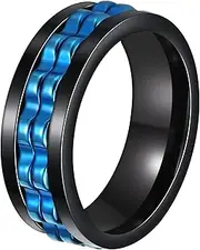 [Udolfly] Mens Fidget Rings Anxiety Rings for Men Gear Spinner Rings for Boys Titanium Steel Ring