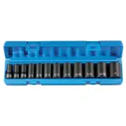 Grey Pneumatic 3/8" Drive 12-Piece Fractional Semi-Deep Impact Socket Set