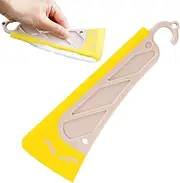 Dish Cleaning Scraper, Silicone Scrapers Reusable Pot Pan Cleaner, Heat Resistant Soft Scraper with Ergonomic Handle for Cooktops and Stoves, 8.19x2.56 Inches, White Coffee