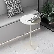 Round Bar Table Bistro High Table 22"/ 24.4"/ 28.3" White Cocktail Pub Table with Metal Iron Stable Frame and Base, for Breakfast Nook, Kitchen, Apartment(40x72cm)