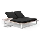 Balmoral Aluminium Double Sun Lounge In White With Slide Under Side Table