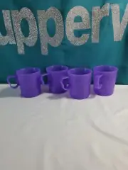 Tupperware Impression Mugs Coffee Mug Purple Set of 4 New