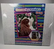 Canvas Animal Paint by Number Kit Puppy Dog Complete w/paint,canvas, easel brush