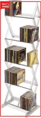 Mitsu 5-Tier Portable Media Storage Rack Holds 130 CDs 90 DVDs 105 Blu-rays Clea
