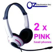 2 x Headset Headphone Microphone for PC or MAC Skype MSN VOIP PINK Girls Ladies