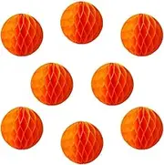 8pcs 10inch Paper Honeycomb Balls Decorative Tissue Honeycomb Balls Paper Pom Poms Flower Balls Art Hanging Balls for Birthday Wedding Nursery Baby Shower Home Decor (8inch, Orange)