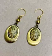 MONET Dangle Earrings Semi Precious Antiqued Gold Tone, New Vintage Stock