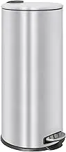 Harbour Housewares 30L Large Kitchen Bin - Brushed Stainless Steel Food Waste Caddy Pedal Bins for Kitchen - Tall Slim Metal Swing Dustbin for Paper, Plastic, Rubbish