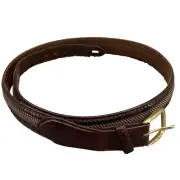 Brighton Leather Camden Canvas Belt Men Brown Size 42 Knit Brass Buckle Corpcore
