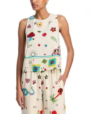 Aqua Border Mixed Print Sleeveless Tank Top - Exclusive