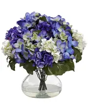 Nearly Natural Hydrangea with Large Vase