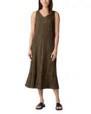 Eileen Fisher Crushed Silk Midi Dress