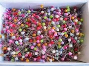 1000 1 1/2" Shinny Coloured Plastic Pearl Head Dress Maker Pins