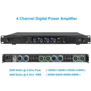High-Tech 5200W 4-Channel Class D Digital Power Amplifier 5200 Watts PEAK Output
