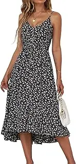 [BROVAVE] Women's Summer Casual Boho Polka Dot Sundress Halter Neck Flowy Midi Dresses