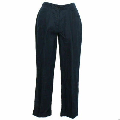 EILEEN FISHER Evening Blue Organic Linen Crop Cuff Pants 2