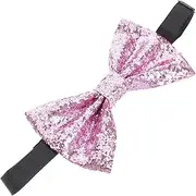 [Ipetboom] Men Adjustable Pre Tied Glitter Bow Tie Sparkling Sequin Design for Weddings Parties Formal Events Stylish PU Leather Accessory