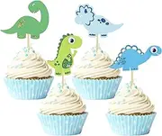 Gyufise 24Pcs Dinosaur Cupcake Toppers Assembled Baby Dinosaur Cupcake Picks for Dino Theme Baby Shower Kids Birthday Party Cake Decorations Supplies