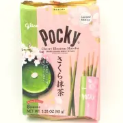 Glico Limited Edition Pocky Sakura Matcha Biscuit 8packs 3.35oz/95g巧克力餅乾棒 櫻花抹茶味