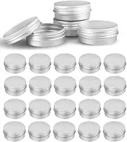 JM-capricorns 48 Pcs 30 ml Silver Small Aluminum Round Lip Balm Tin Storage Jar Containers with Screw Cap for Lip Balm, Cosmetic, Candles or Tea