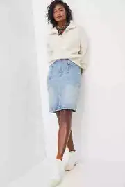 NWT Anthropologie Pilcro Patchwork Denim Midi Skirt size 4