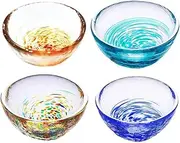[Mozacona] 4pcs Colorful Crystal Glass Sake Cups Set,Small Wine Cups,Tea Cups