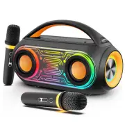 JYX Bluetooth Speaker with 2 Microphones Party karaoke Machine Subwoofer Audio